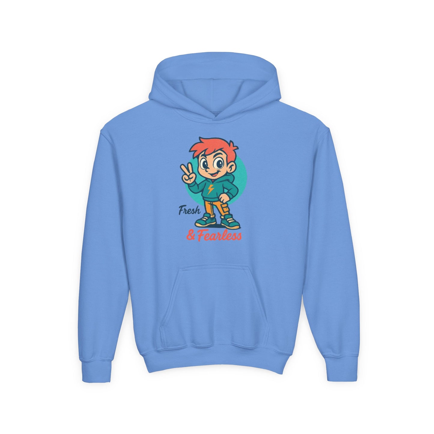 Youth Hooded Sweatshirt - Fresh & Fearless Graphic, Unique Gift for Kids, Casual Wear, Street Style, Comfort Apparel