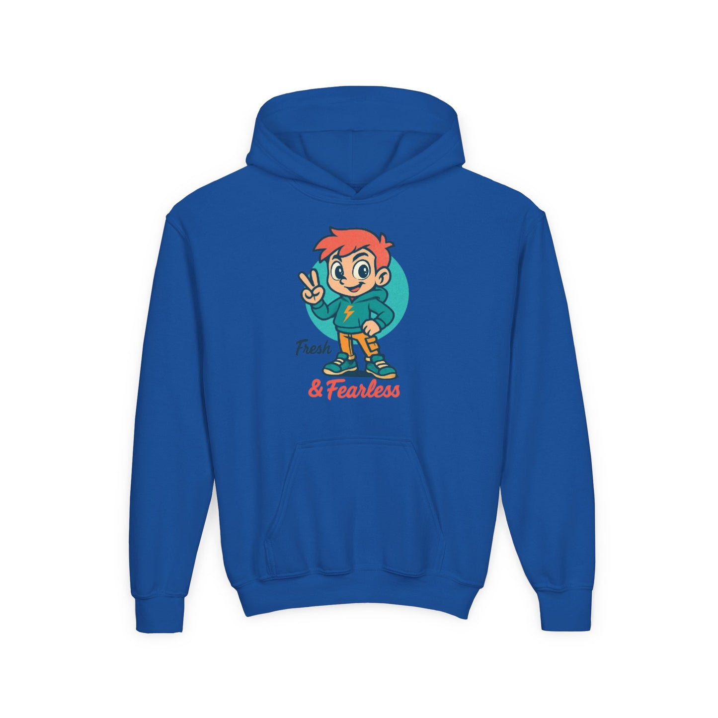 Youth Hooded Sweatshirt - Fresh & Fearless Graphic, Unique Gift for Kids, Casual Wear, Street Style, Comfort Apparel