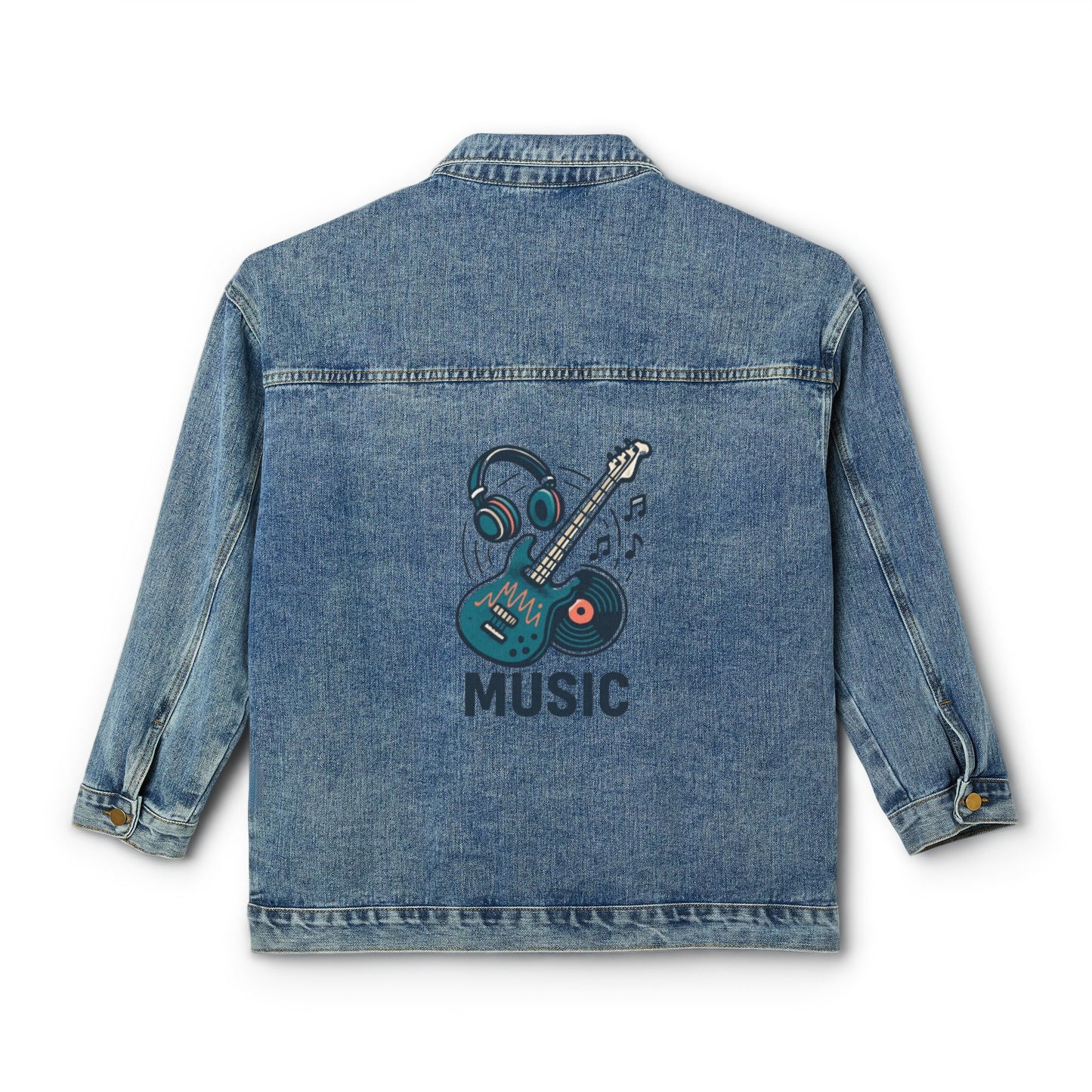 Musical Women's Denim Jacket with Custom Design, Casual Layering Piece, Perfect for Concerts, Festivals, and Everyday Wear, Vintage Trend