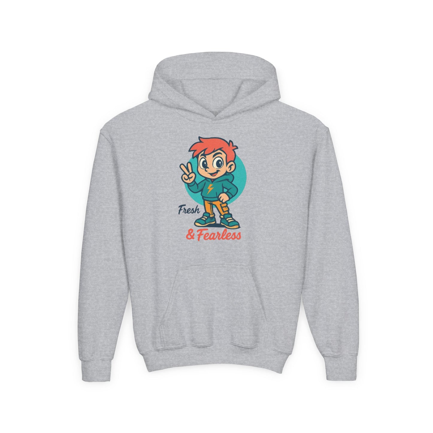 Youth Hooded Sweatshirt - Fresh & Fearless Graphic, Unique Gift for Kids, Casual Wear, Street Style, Comfort Apparel
