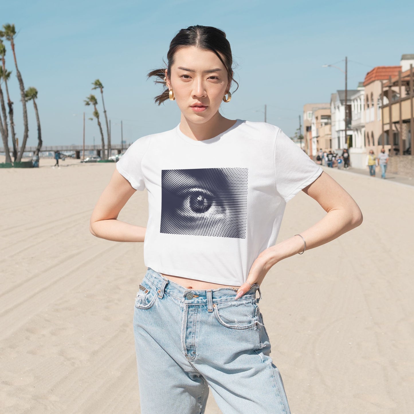 Eye Graphic Cropped Tee for Women