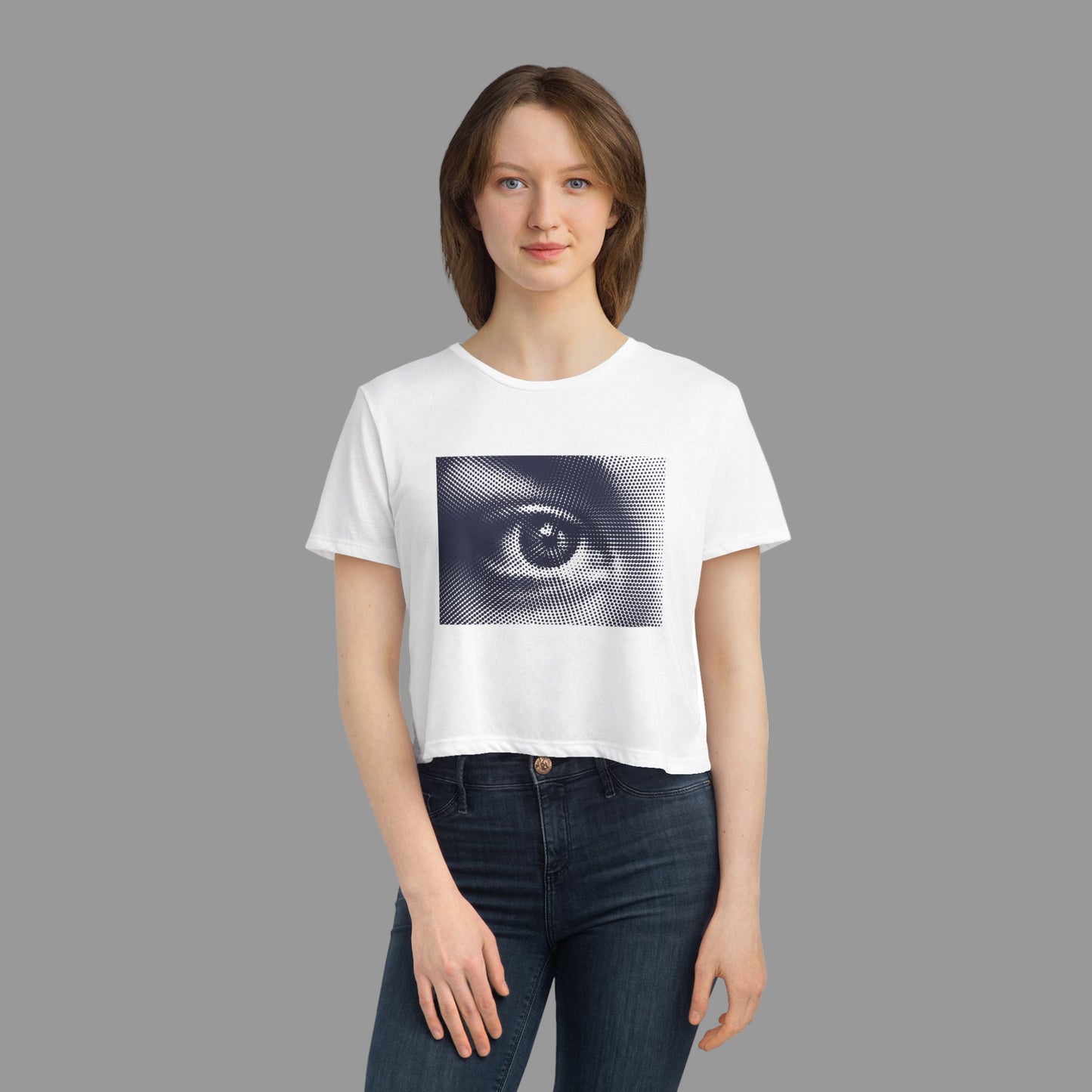 Eye Graphic Cropped Tee for Women