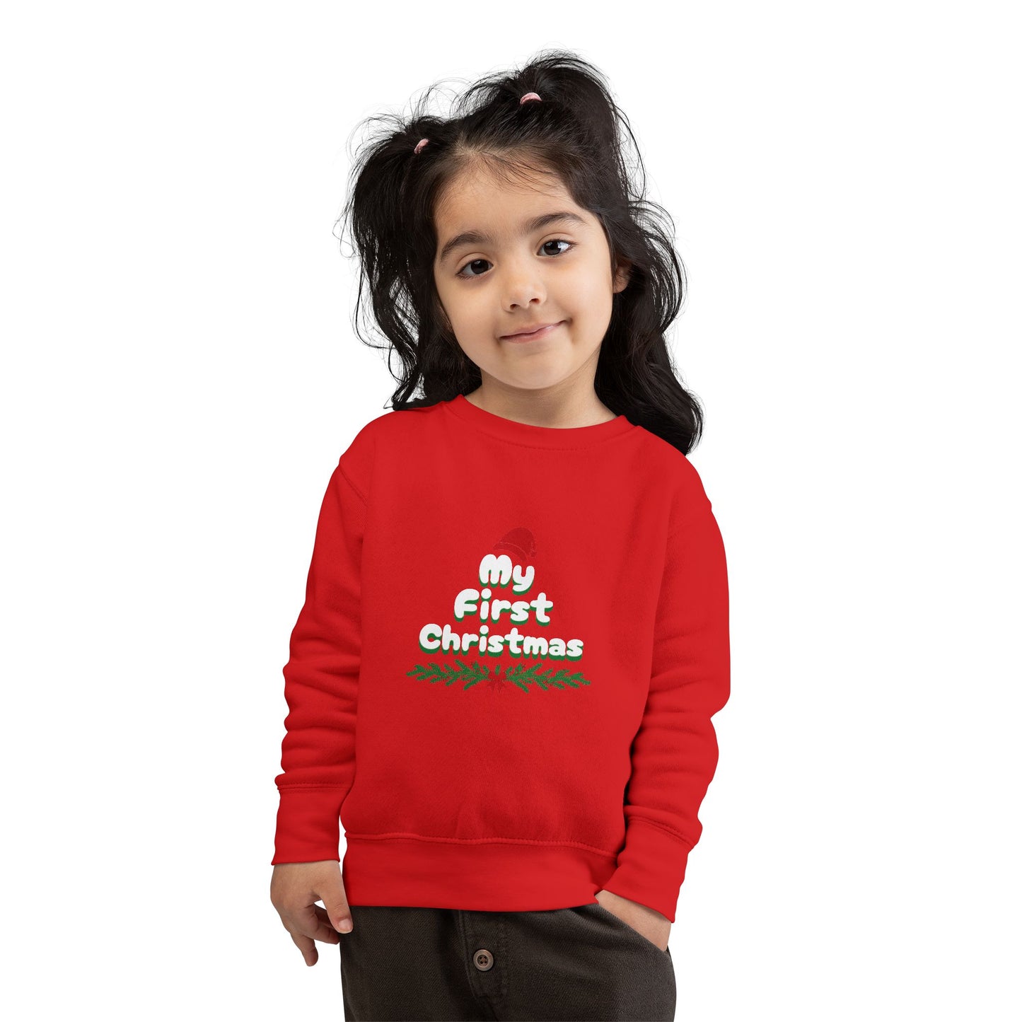 Toddler Merry First Christmas Santa Hat Holiday Sweatshirt