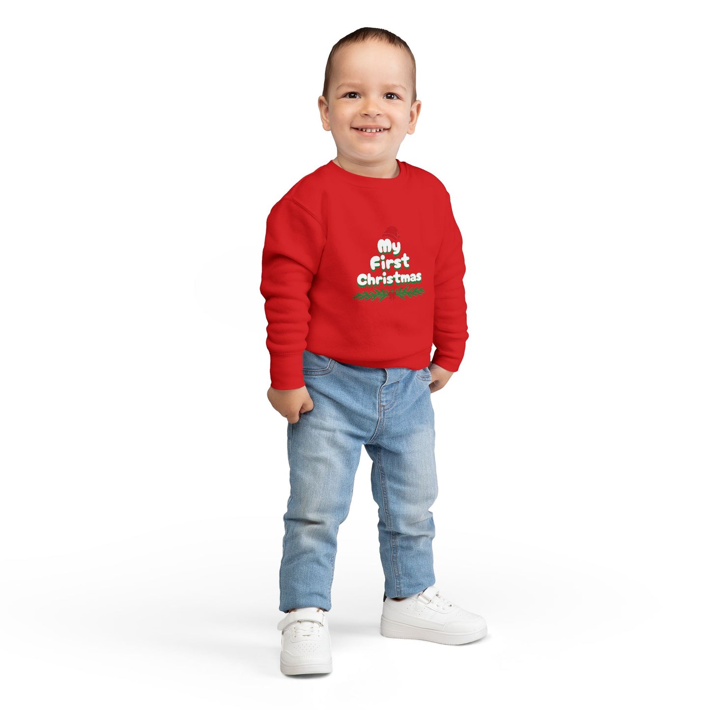 Toddler Merry First Christmas Santa Hat Holiday Sweatshirt